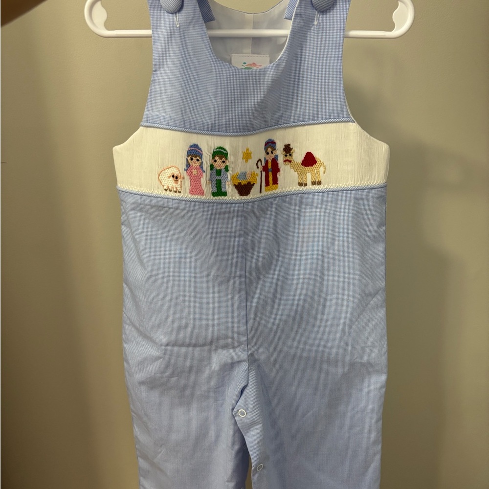 Light Blue Smocked Nativity longall